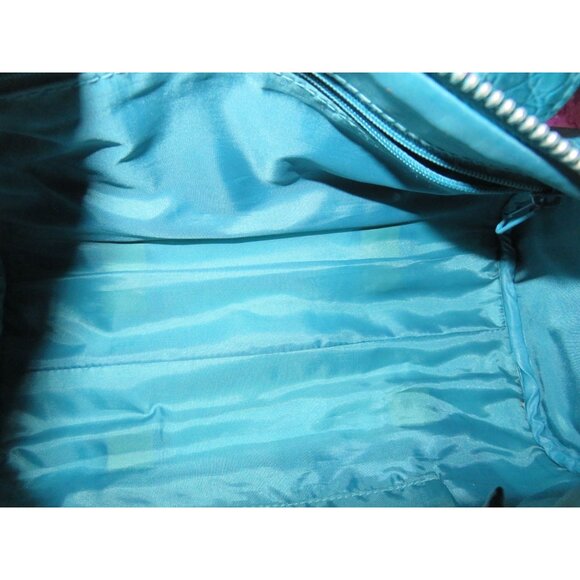 Turquoise Blue Y2K Snakeskin Embossed Vegan Leather Barrel Bag - Picture 8 of 13